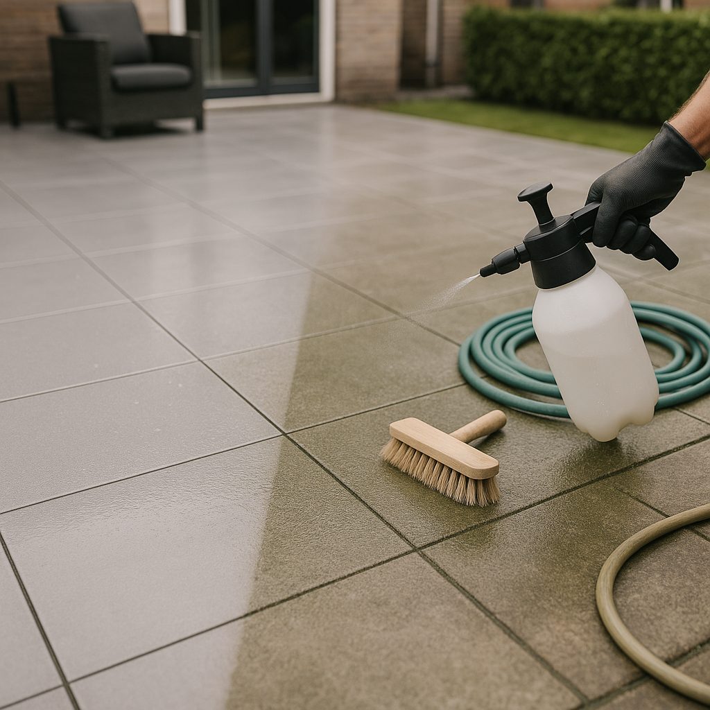 Keramische terrastegels schoonmaken