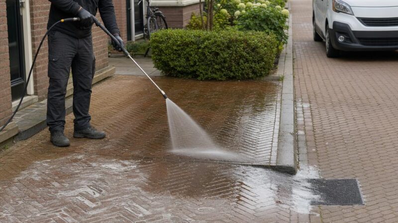 Kalkuitbloei op klinkers verwijderen