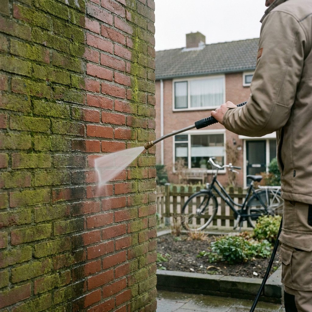 Mos op bakstenen verwijderen