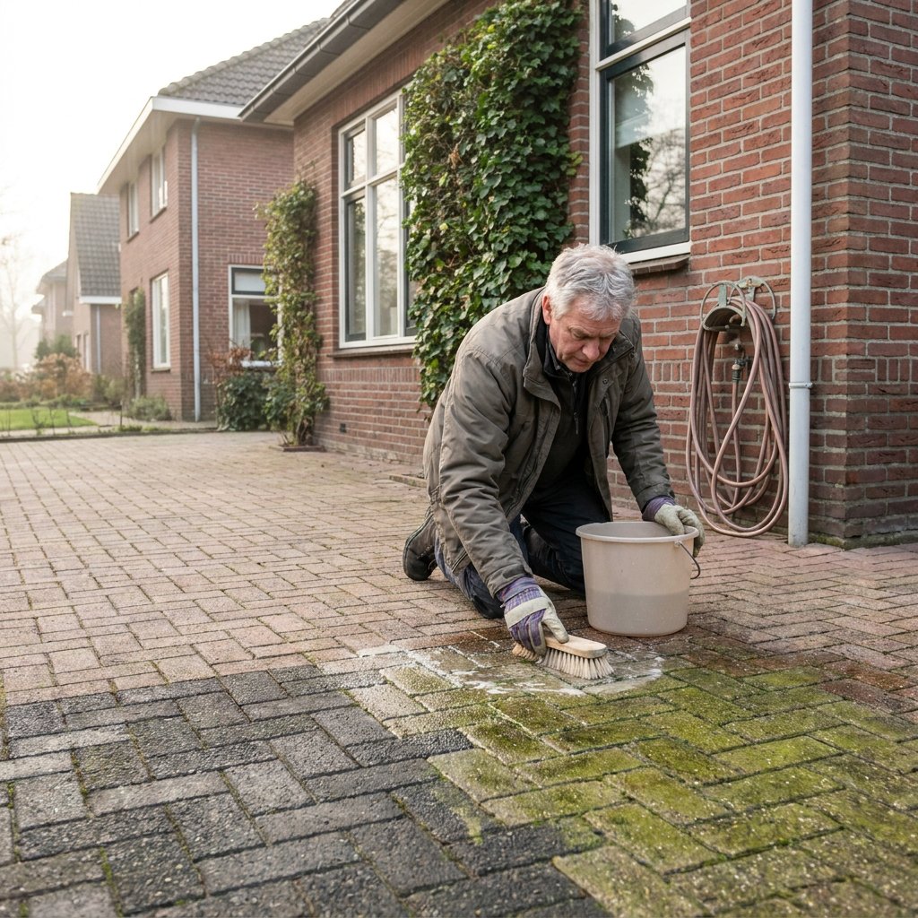 Straatstenen schoonmaken